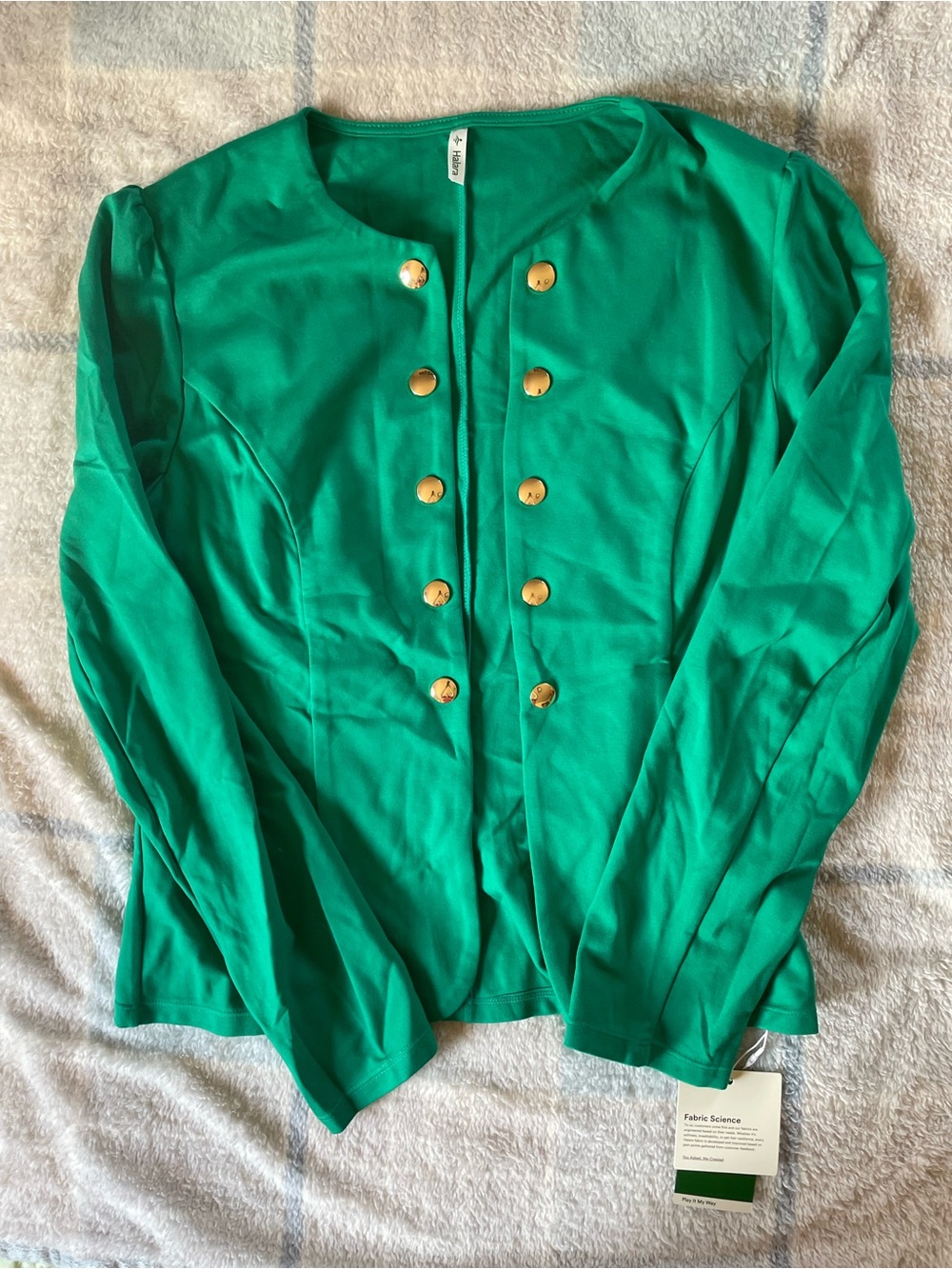 HALARA Emerald Green Long Sleeve Jacket with Gold Buttons